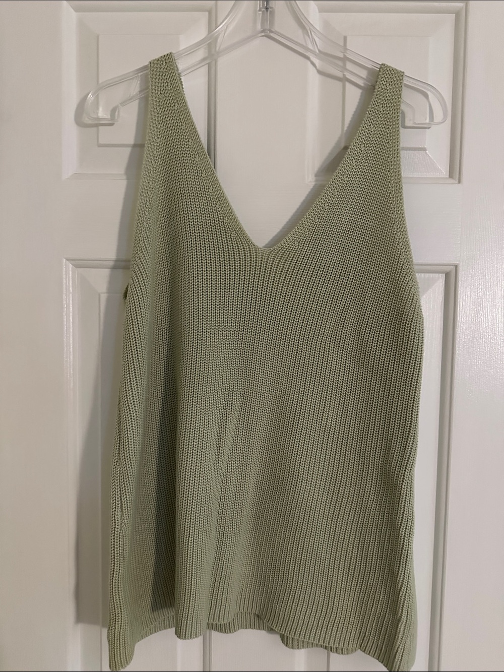 Gilli V-Neck Knit Tank in Sage Green
